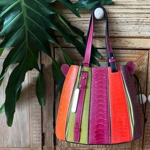 Ostrich LEATHER Tote Shoulder Bag Handbag Purse